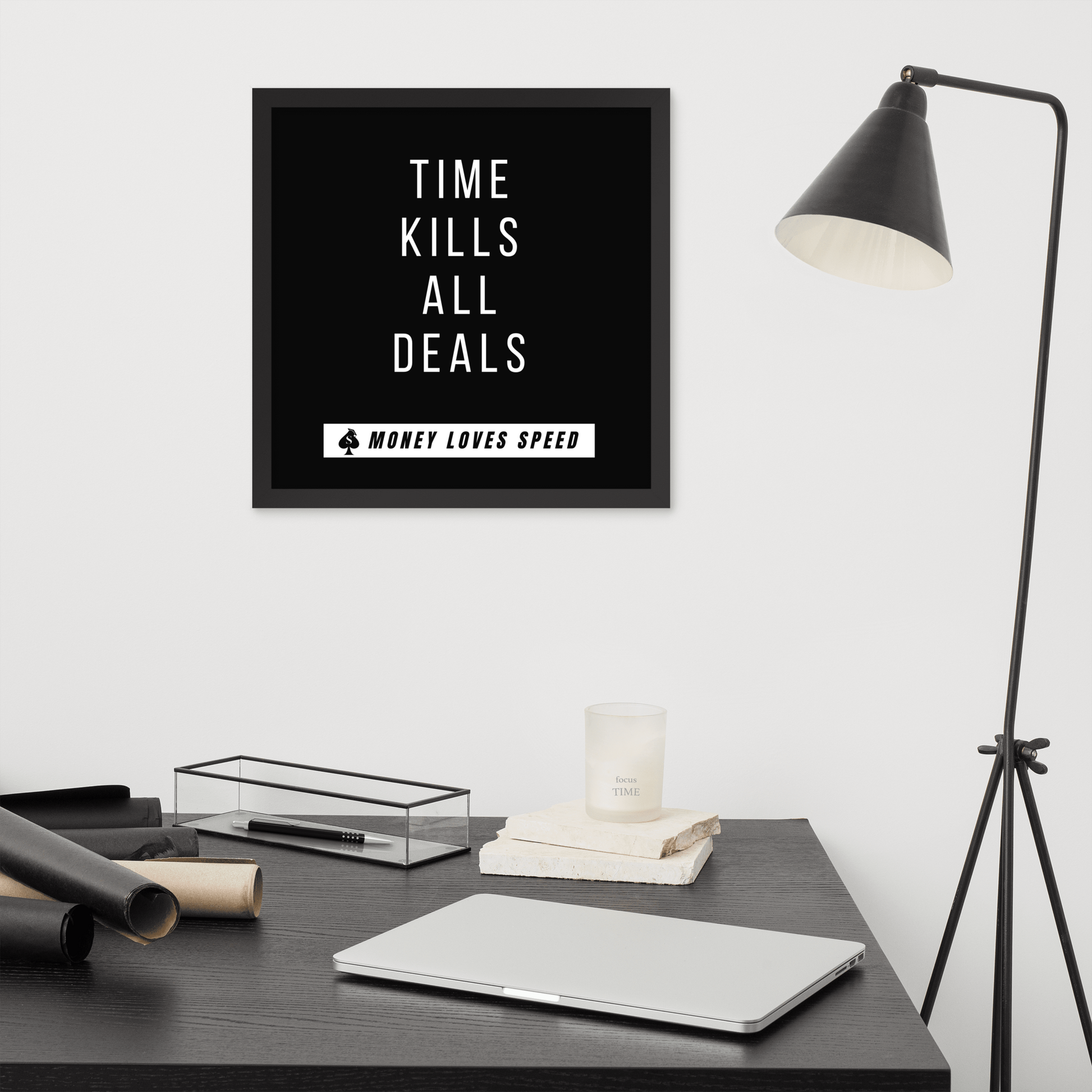 Black 'Time Kills All Deals' Framed